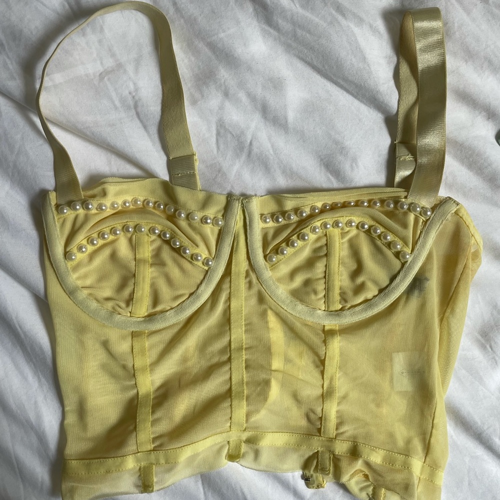 Danielle guizio yellow corset bustier